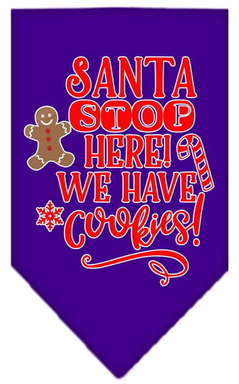 Santa, We Have Cookies Screen Print Bandana Purple Large